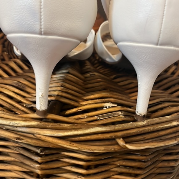 White Strappy Sandal with Velcro Ankle Strap / 2 Inch Heel/ Size 10/ Cato - Picture 6 of 9